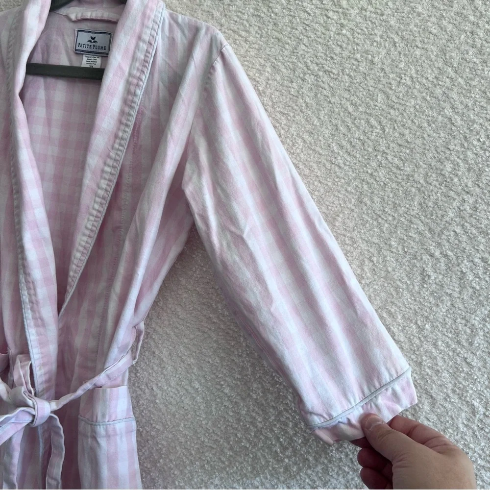 Petite Plume Kids Toddler Gingham Pink‎ Cotton Robe With Belt Size 3/4
